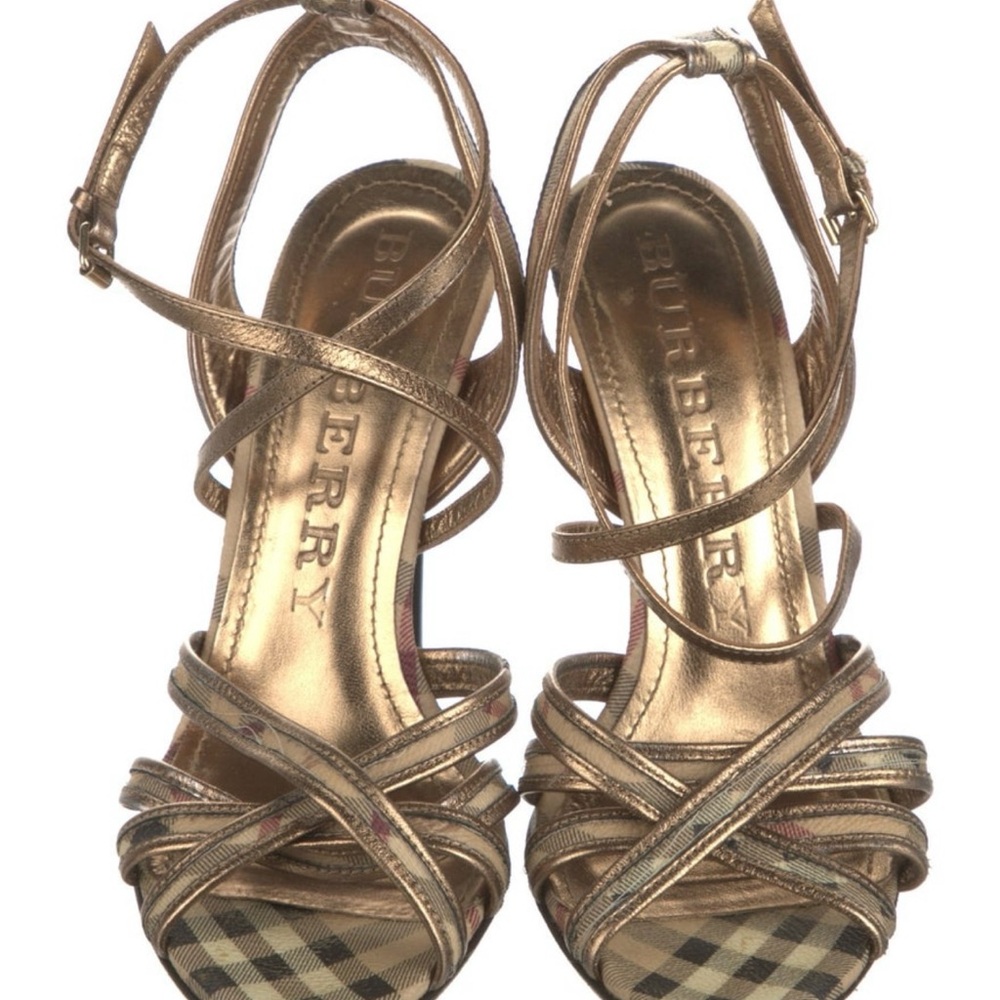 Burberry Metallic Gold Strappy Heels